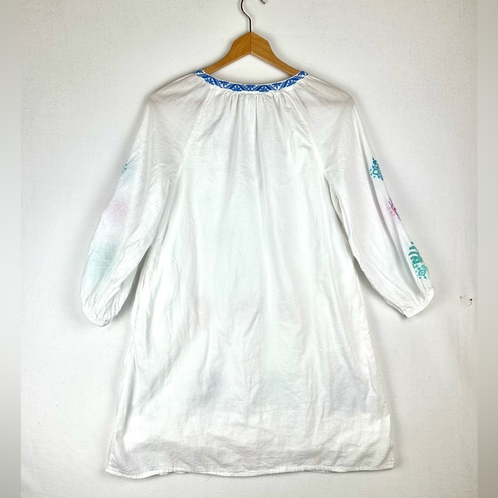 Tommy Bahama Watercolor Cotton-Voile Embroidered Split Neck Dress Resort Beach - Picture 7 of 11